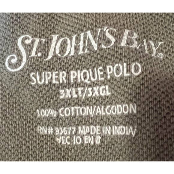 St. John's Bay Super Pique Polo Cotton Shirt Size 3XLT Mens Olive and Navy Strip - Picture 4 of 8